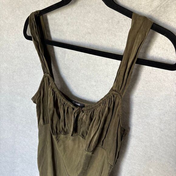 Madewell Olive Green Peasant Sleeveless Midi Dress Slip Size 8 - Picture 6 of 9